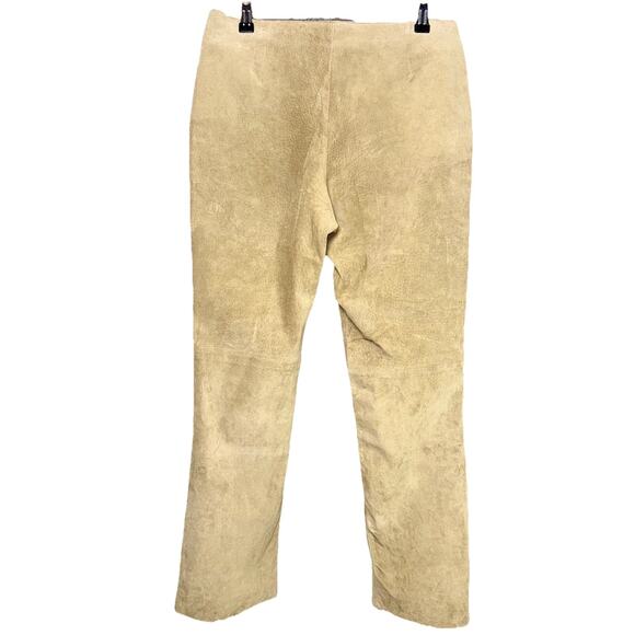 VTG ANONYMOUS John Carlisle 10 Genuine Leather Tan Fawn Cropped Suede Pant Lined - Picture 3 of 9